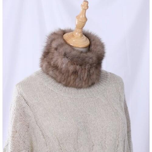 Highend Quality Womens 100% Real Sable Fur Knitted Infinity Scarf Scarve Lady Ring Scarfs Neckwarmer Headbands Cowl Elastic