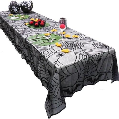 Halloween Tablecloths 122*244CM Halloween Black Lace Cloth Table cloth Spider Bat Halloween Tablecloth