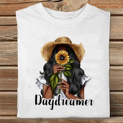 Women Short Sleeve Cartoon Sunflower Fashion Cute Spring Printing Clothes Print Tshirt Female Tee Top Ladies Graphic T-shirt