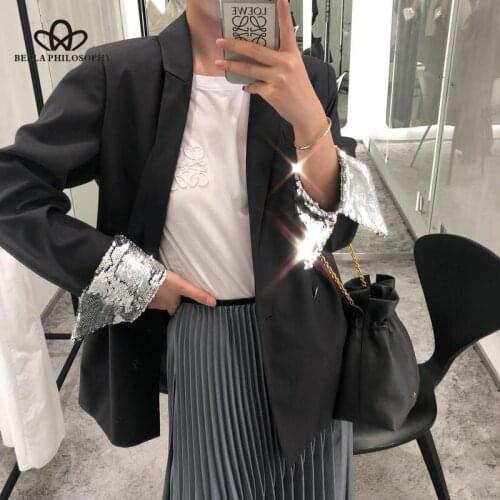 HStar autumn Vintage Appliques Sequin Notched Casual Fresh Female High Quality Office Lady Long Sleeve Solid Blazers