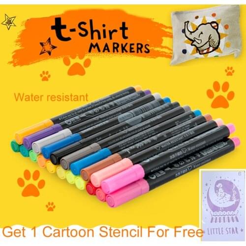 20 Colors/Set Simbalion Cloth Marker Fabric & T-Shirt Liner DIY Cloth Paint Permanent Ink Art & Design Supplies Child Doodle