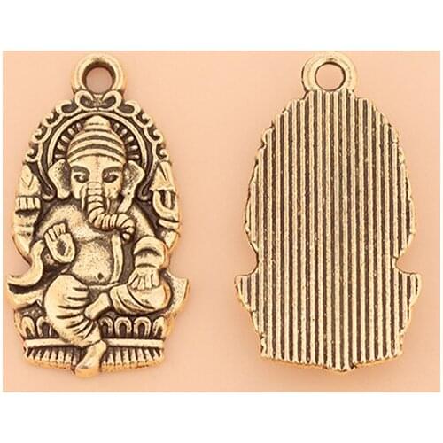 20pcs/Lot Antique Gold Ganesha Buddha Elephant Charms Pendants Beads for Necklace Earrings Jewelry Making Accessories