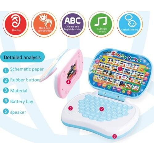 2021 Colorful Multifunction Educational Learning Machine English Early Tablet Computer Toy Kid Interactive Toy Training EU Plug