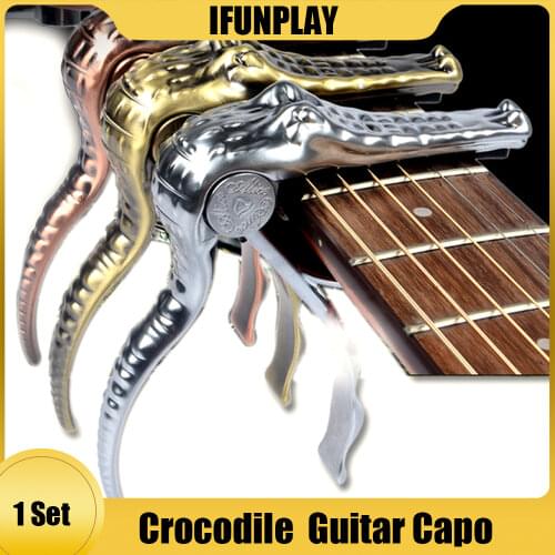 Alice A007G Professional Metal Crocodile Guitar Capotasto Alloy Folk Acoustic Guitar Capo Clamp Key Bronze Silver Copper Color