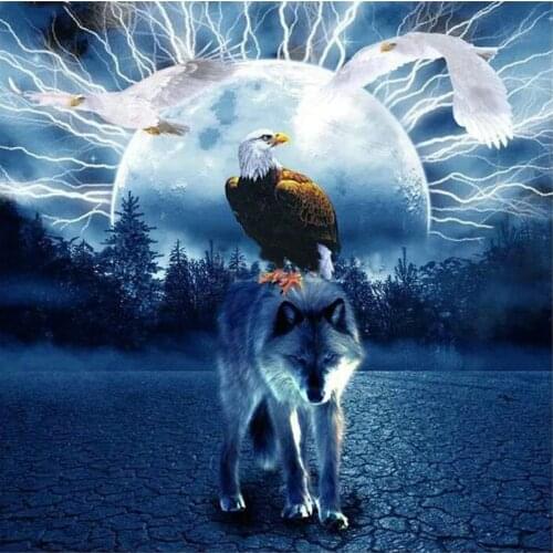 Diamond painting Wolf and eagle,full,square round,5d diy diamond mosaic,diamond embroidery landscape sale picture by rhinestones