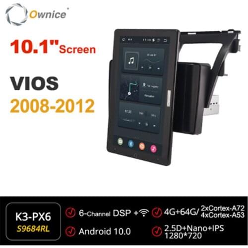 1280*720 Ownice Android 10.0 Car Radio forToyota VIOS 2008 2009 2010 2011 2012 Multimedia Video Audio Auto 10.1 Inch Rotatable