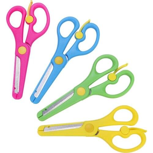 Safety Professional High Quality Childrens Elastic Design Labor-Saving Plastic Round Head Scissors Student Paper Cutting