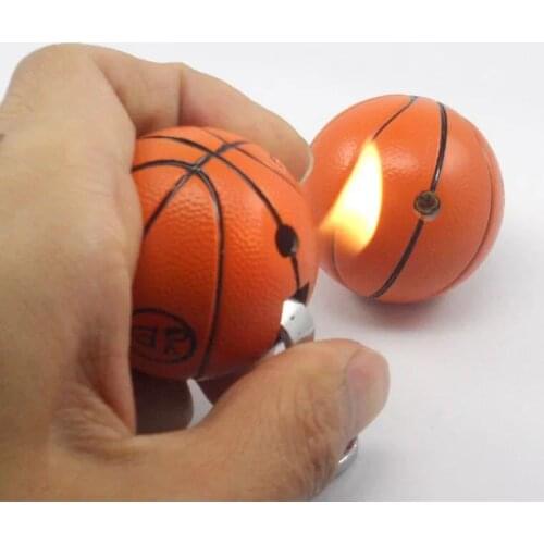 Keychain Basketball Shape Mini Compact Kerosene Lighter Key Chain Capsule Gasoline Lighter Inflated Outdoor Tools 2pcs/lot