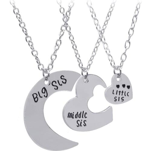BUDROVKY Jewelry Good Sister Little Middle Big Sister Three-petal Mosaic Love Necklace Drop shipping