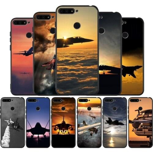 Airplane Sunrise aircraft plane black Silicone Phone Case For honor 30 20 Pro 8 8X 9 10 20 Lite Mate 10 20 30 Lite Pro cover