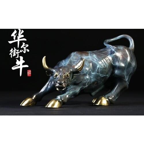 COOL -lightning Lucky cattle home Business equity market Wall Street cattle Money Drawing FENG SHUI Charging Bull bronze Statue