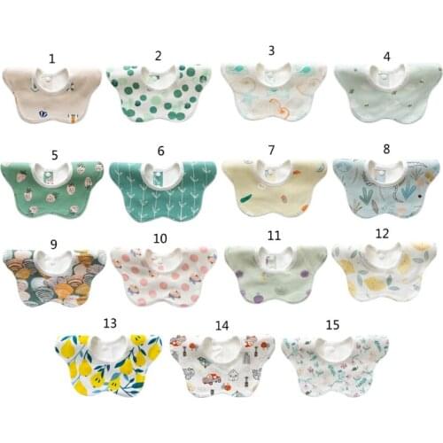 Baby Bib Round Petal Printed Cotton Saliva Towel 360 Degree Rotation Burp Cloth G99C