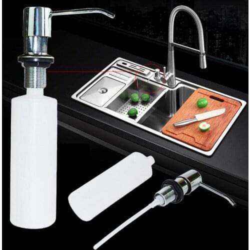Deck Mounted Kitchen Soap Dispensers Stainless Steel Pump Chrome Finished For Kitchen Built In Counter Top Dispenser