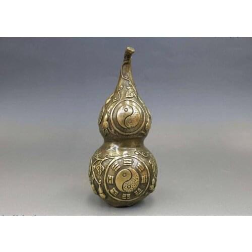 Chinese Feng Shui town house Safety Lucky Gourd calabash Sculpture Statue