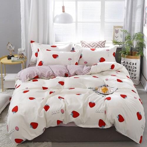 3/4PCS Bedding Set Cute Duvet Cover Sheet Pillowcase Set Bedclothes for Kids