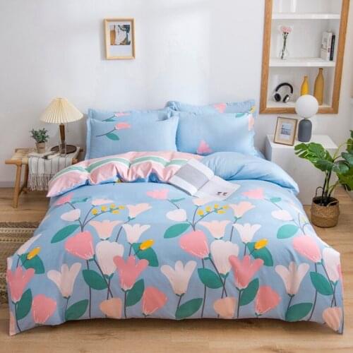 Lovely Duvet Cover Sets Blue Bedding Set Quilt Cover Pillowcase Gray King Queen Double Single Full Size Flower Bed Linens