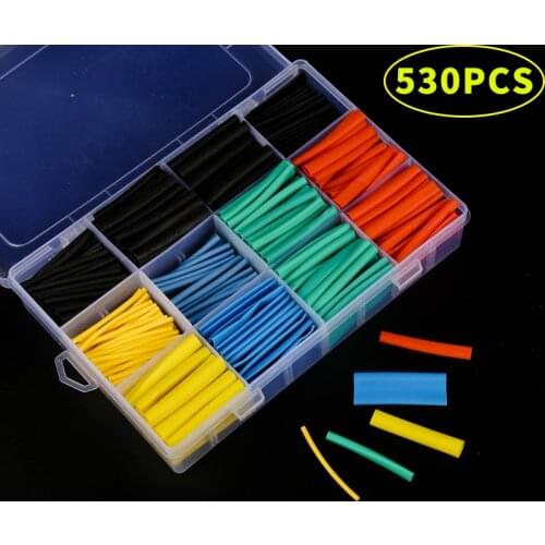 164pcs/328pcs/127pcs/530pcs Set Polyolefin Shrinking Assorted Heat Shrink Tube Wire Cable Insulated Sleeving Tubing Set 2:1
