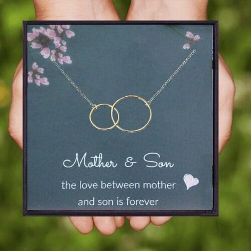 Mother Son Necklaces For Women Pendants Chain Necklaces Gift Two Interlocking Infinity Circles Necklace Girls Jewelry Family
