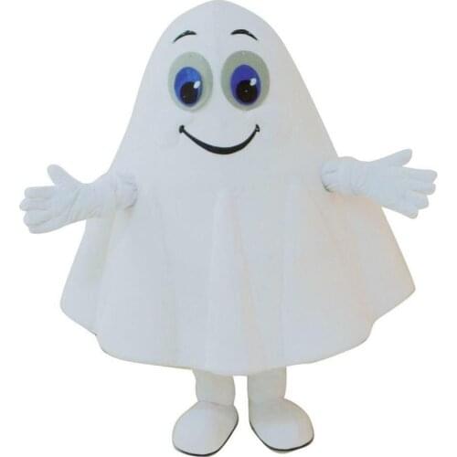 White Ghost Mascot Cartoon Costume Fancy Dress Halloween Christmas Easter Carnival Cosplay Costume for Performance Adult Size