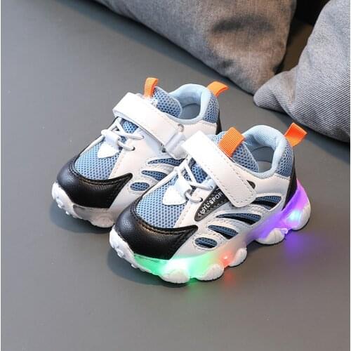 Toddler Children Glowing Sneakers Kids LED Shoes Mesh Breathable Light Up Shoes Sports Running Casual Shoes Lighting Sneakers