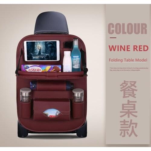 Multipurpose Car Seat Back Organizer Leather Pad Bag Car Storage Organizer Foldable Table Tray Travel Storage Bag