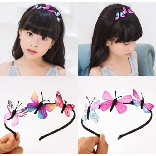 New Girl Butterfly Headband Fashion Simple Cute Playful Fabric Non-slip Headband Birthday Gift Headdress Hair Accessories JA209