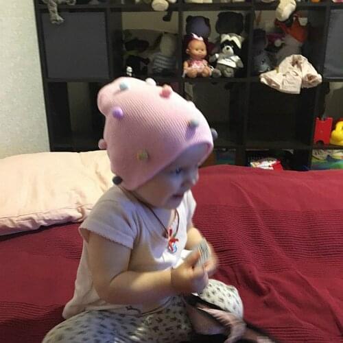 New Arrival Winter Knit Beanie Hat For Girls Warm Skullies & Beanies Knitted Hat Baby Fur Ball Cap For 1-4 Boys And Girls