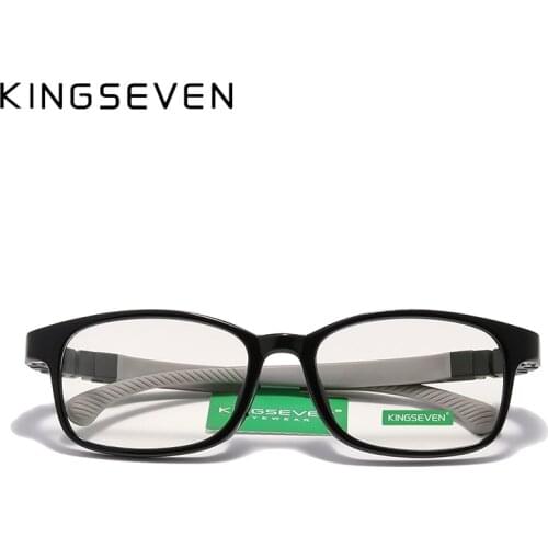 KINGSEVEN Children Size 48mm Anti-blue Square Blue Light Blocking Glasses Kids TR90 Flexible Computer Optical Frame UV400 Filte