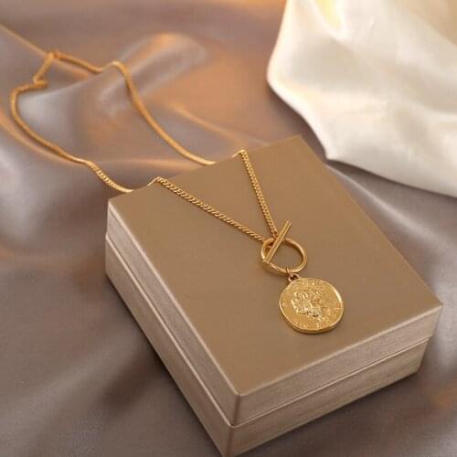 Simple Geometric Necklace Beauty Avatar Choker Neck Chains Fashion Round Necklace for Women Jewelry