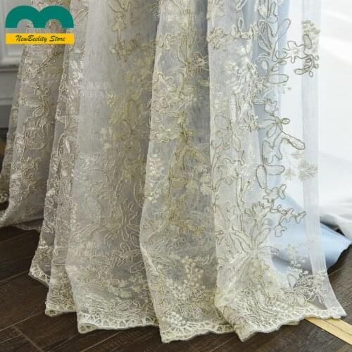 2021 New Nordic Light Luxury Embroidered Gauze Curtain Solid Color Curtain Fabric Fabric Shading Bedroom Living Room Curtain