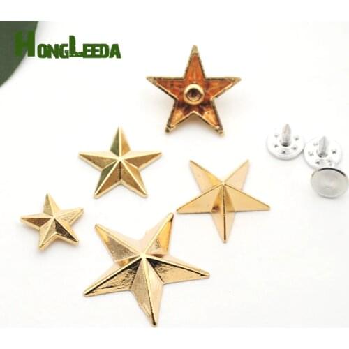 DIY 100sets/lot zinc alloy metal rivets star jeans button rivets with alum nail 29/22/19/14.5mm gold free shipping ZD-019