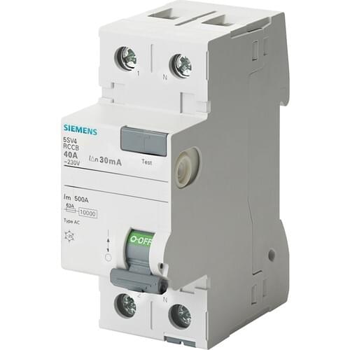 Siemens 5Sv4314-0 40A 30Ma 230V (Phase + Neutral) Leakage Current Protection Relay