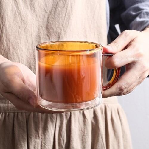 300ml Double Wall Glass Cup Heat Resistant Coffee Mug Colorful Breakfast Milk Tea Cup Glass Mug Home Office Drinkware Dropshippi