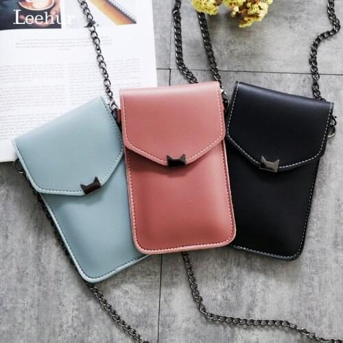 Touch Screen Mobile Phone Bag Case Transparent Chain Mobile Wallet Bag Shoulder Cell Phone Bag for iPhone 12 11 XR Samsung Bags