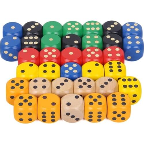 10 pcs/set 16mm Point Cubes Round Coener Dice Set Wooden 6 Sided Colorful Point Dice Board Game Accessory