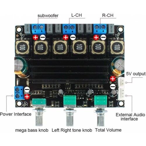 TPA3116D2 50W*2+100W HIFI subwoofer amplifier board digital 2.1 10-25V Speaker Amplifier Board G9-010