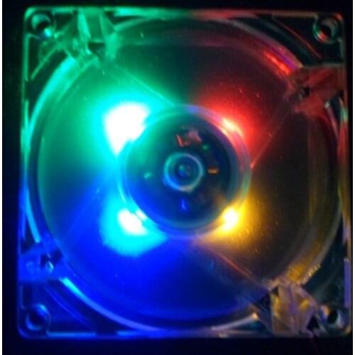 12V 0.20A 80 x 80 x 25 mm Computer fan 4 LED Silent PC Computer Case Cooler Cooling Fan Mod blue and colorful light