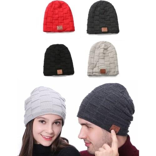 Knitted Velvet Winter Warm Wireless Bluetooth Headset Cap Music Headphones Hat for Night Running Fishing Outdoor Sports