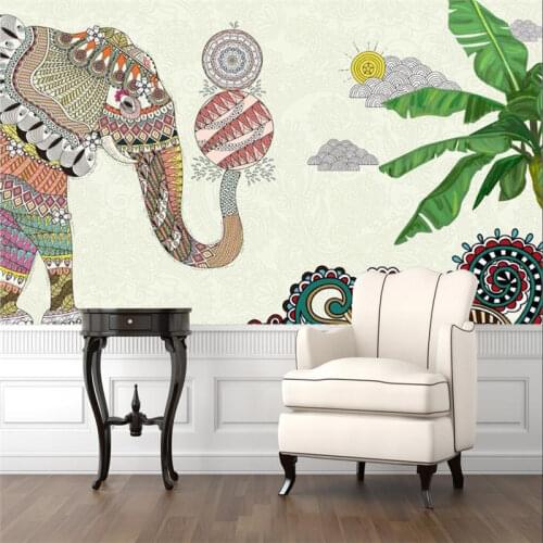 Custom Thai Elephant Wallpapers for Living Room Bedroom Wall Paper 3D Bar Restaurant Decor Mural Wallpaper Papel De Parede 3d