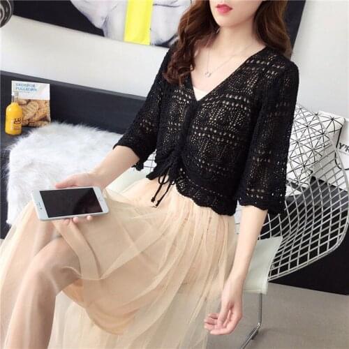 2021 Summer Casual Women Solid Hollow Out Knitted Blouse Thin Bat Sleeve Sleeveless Dress Two 2 Piece Set Holiday Beach Y528