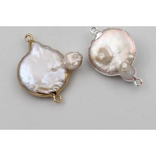 1pc Irregular Natural Pearl Slice Connectors Silver Gold Plated Copper Pearls for Women DIY Earrings Bracelet Making