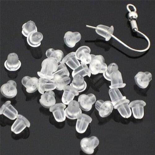 100/500pcs earplug Clear Soft Earring Hook Bullet Stopper Rubber Earring Backs J15