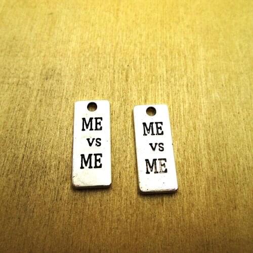 15pcs-- 10*24MM Alloy ME V S ME both side Charms Pendant Jewelry Findings DIY necklace/ bracelets charms antique silver tone