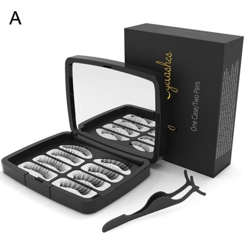 2 Pairs Of 3D Magnetic Eyelashes Mink Eyelashes Eye Makeup Extended False Eyelashes Magnetic Eyelash Set With Tweezers
