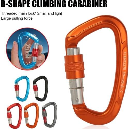 25KN Climbing Carabiner D Shape Climbing Buckle Lock Security Safety Master Screw Lock Buckle Equipement
