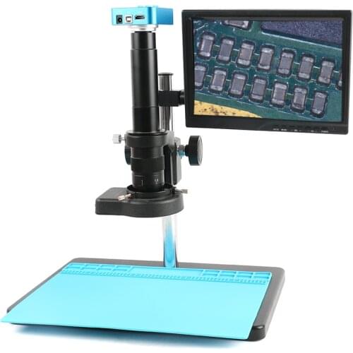 36MP FHD Electronic Digital Microscope Camera HDMI USB Digital Microscope Boom Stand+ 180X 300X Zoom C-mount Lens +144 LED Light
