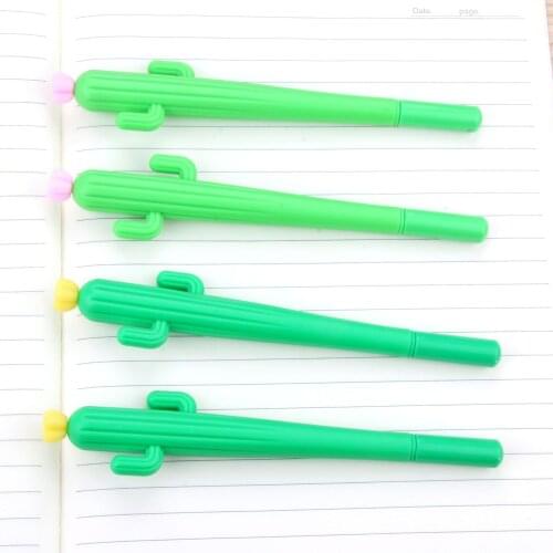 4 Pcs Korean Creative Cactus Cute Neutral Pen Students with Black Water Pen Kawaii School Supplies Pen