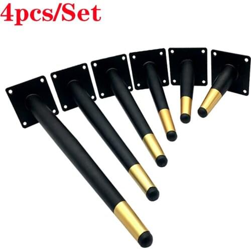 4Pcs 10-30cm Furniture Legs Black golden Metal Tapered Oblique feet/straight feet Legs，for Sofa Cupboard Leg Feet With Screws