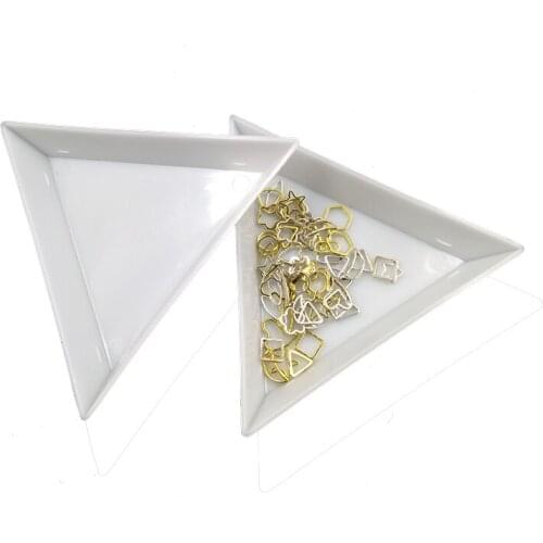 5Pcs Plastic Triangle Jewelry Box Nail Art Storage Box Play Plastic Tray Packaging White Containers
