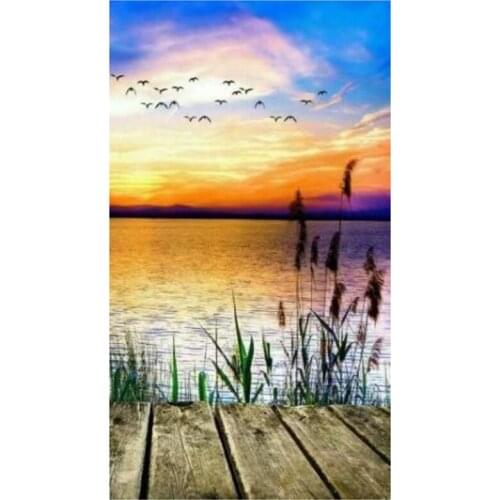 5D DIY Full Round/Square Diamond Painting Sunset Scenery 3D Embroidery Cross Stitch Rhinestone Mosaic Home Decor Gift Y113